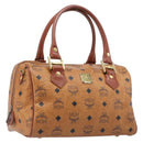 MCM Logogram Vicetos Boston Bag PVC Leather Brown Gold Auth 204073-1