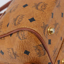 MCM Logogram Vicetos Boston Bag PVC Leather Brown Gold Auth 204073-14
