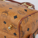MCM Logogram Vicetos Boston Bag PVC Leather Brown Gold Auth 204073-15