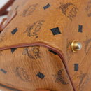 MCM Logogram Vicetos Boston Bag PVC Leather Brown Gold Auth 204073-16