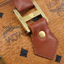 MCM Logogram Vicetos Boston Bag PVC Leather Brown Gold Auth 204073-10