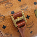 MCM Logogram Vicetos Boston Bag PVC Leather Brown Gold Auth 204073-11