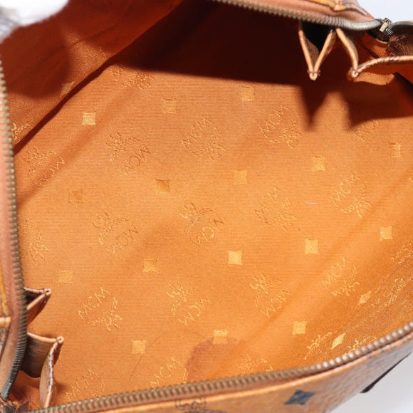 MCM Logogram Vicetos Boston Bag PVC Leather Brown Gold Auth 204073