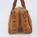 MCM Logogram Vicetos Boston Bag PVC Leather Brown Gold Auth 204073-3