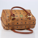 MCM Logogram Vicetos Boston Bag PVC Leather Brown Gold Auth 204073-6
