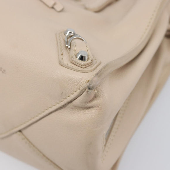 BALENCIAGA Paper Mini Hand Bag Leather 2way Gray Silver 357333 Auth 204084V