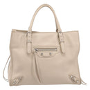 BALENCIAGA Paper Mini Hand Bag Leather 2way Gray Silver 357333 Auth 204084V-13