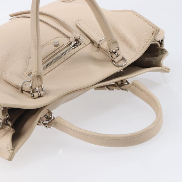 BALENCIAGA Paper Mini Hand Bag Leather 2way Gray Silver 357333 Auth 204084V