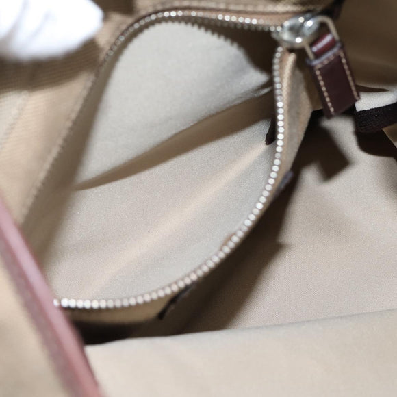 PRADA Shoulder Bag Jacquard Beige Silver Auth 204093