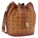MCM Vicetos Logogram Shoulder Bag PVC Leather Brown Gold Auth 204094-1