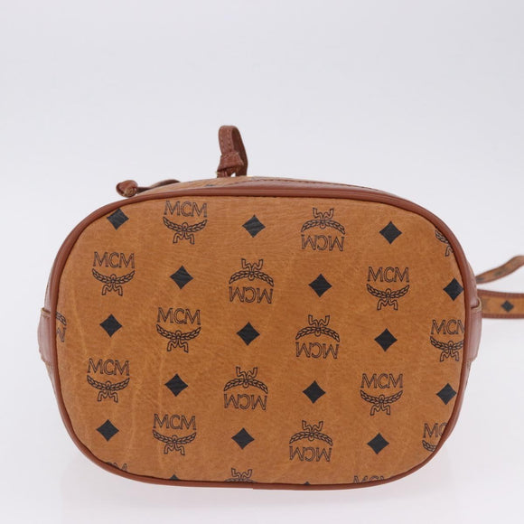 MCM Vicetos Logogram Shoulder Bag PVC Leather Brown Gold Auth 204094