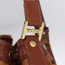MCM Vicetos Logogram Shoulder Bag PVC Leather Brown Gold Auth 204094-16