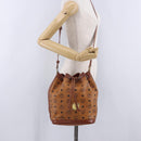 MCM Vicetos Logogram Shoulder Bag PVC Leather Brown Gold Auth 204094-28