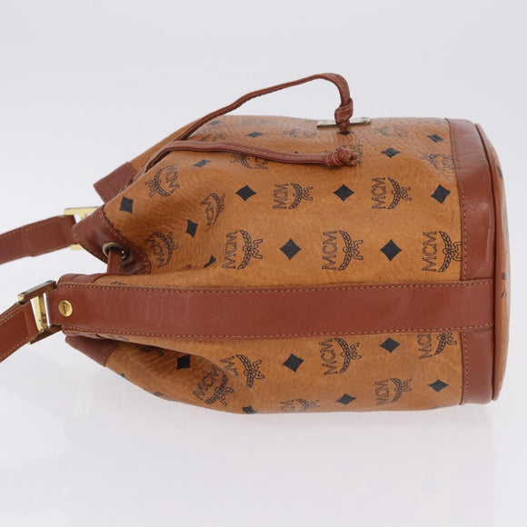 MCM Vicetos Logogram Shoulder Bag PVC Leather Brown Gold Auth 204094