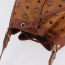 MCM Vicetos Logogram Shoulder Bag PVC Leather Brown Gold Auth 204094-6