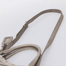 PRADA Gathered Hand Bag Leather 2way Gray Silver Auth 204095V-16