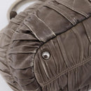 PRADA Gathered Hand Bag Leather 2way Gray Silver Auth 204095V-18
