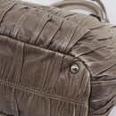 PRADA Gathered Hand Bag Leather 2way Gray Silver Auth 204095V-19
