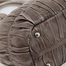 PRADA Gathered Hand Bag Leather 2way Gray Silver Auth 204095V-20