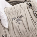 PRADA Gathered Hand Bag Leather 2way Gray Silver Auth 204095V-21
