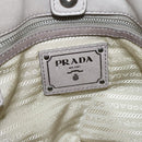 PRADA Gathered Hand Bag Leather 2way Gray Silver Auth 204095V-22