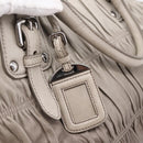 PRADA Gathered Hand Bag Leather 2way Gray Silver Auth 204095V-27