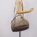 PRADA Gathered Hand Bag Leather 2way Gray Silver Auth 204095V-28