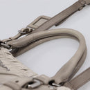 PRADA Gathered Hand Bag Leather 2way Gray Silver Auth 204095V-15