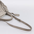 PRADA Gathered Hand Bag Leather 2way Gray Silver Auth 204095V-7