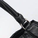 PRADA Crimson Hand Bag Leather Black Silver Auth 204098V-9