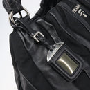 PRADA Crimson Hand Bag Leather Black Silver Auth 204098V-19