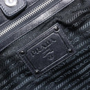 PRADA Crimson Hand Bag Leather Black Silver Auth 204098V-20