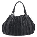PRADA Crimson Hand Bag Leather Black Silver Auth 204098V-2