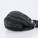 PRADA Crimson Hand Bag Leather Black Silver Auth 204098V-3