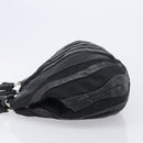 PRADA Crimson Hand Bag Leather Black Silver Auth 204098V-4