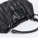PRADA Crimson Hand Bag Leather Black Silver Auth 204098V-6