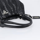 PRADA Crimson Hand Bag Leather Black Silver Auth 204098V-7