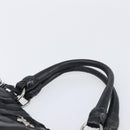 PRADA Crimson Hand Bag Leather Black Silver Auth 204098V-14