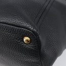 PRADA Vitellolux Hand Bag Leather Black Gold Auth 204100V-16