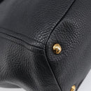 PRADA Vitellolux Hand Bag Leather Black Gold Auth 204100V-17