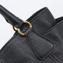 PRADA Vitellolux Hand Bag Leather Black Gold Auth 204100V-18