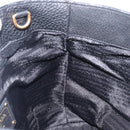 PRADA Vitellolux Hand Bag Leather Black Gold Auth 204100V-21