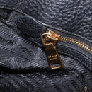 PRADA Vitellolux Hand Bag Leather Black Gold Auth 204100V-23