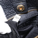 PRADA Vitellolux Hand Bag Leather Black Gold Auth 204100V-10