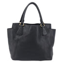 PRADA Vitellolux Hand Bag Leather Black Gold Auth 204100V-2