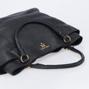 PRADA Vitellolux Hand Bag Leather Black Gold Auth 204100V-6