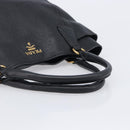 PRADA Vitellolux Hand Bag Leather Black Gold Auth 204100V-7