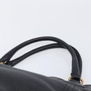PRADA Vitellolux Hand Bag Leather Black Gold Auth 204100V-14