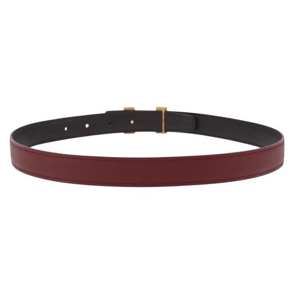 HERMES Constance H Belt Leather 33.1"" Red Gold Auth 204102