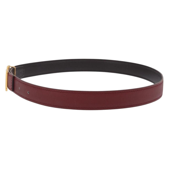 HERMES Constance H Belt Leather 33.1"" Red Gold Auth 204102